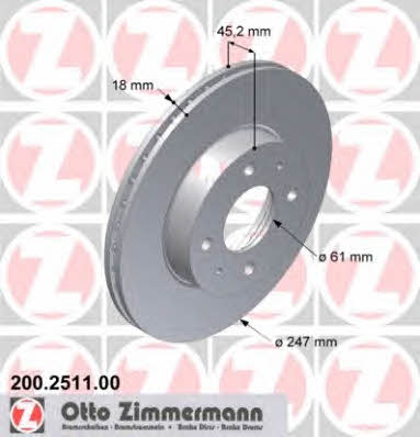 Otto Zimmermann 200.2511.00 Brake disc 200251100
