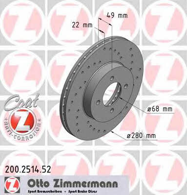Otto Zimmermann 200.2514.52 Front brake disc ventilated 200251452