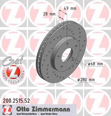 Otto Zimmermann 200.2515.52 Brake disc 200251552