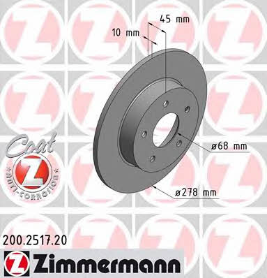 Otto Zimmermann 200.2517.20 Rear brake disc, non-ventilated 200251720