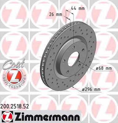 Otto Zimmermann 200.2518.52 Front brake disc ventilated 200251852