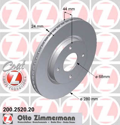 Otto Zimmermann 200.2520.20 Front brake disc ventilated 200252020
