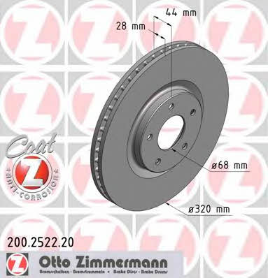 Otto Zimmermann 200.2522.20 Front brake disc ventilated 200252220