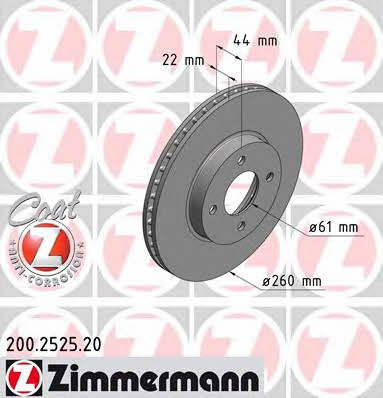 Otto Zimmermann 200.2525.20 Front brake disc ventilated 200252520