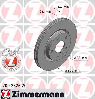 Otto Zimmermann 200.2526.20 Front brake disc ventilated 200252620