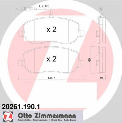 Otto Zimmermann 20261.190.1 Brake Pad Set, disc brake 202611901