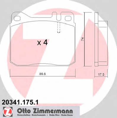 Otto Zimmermann 20341.175.1 Brake Pad Set, disc brake 203411751