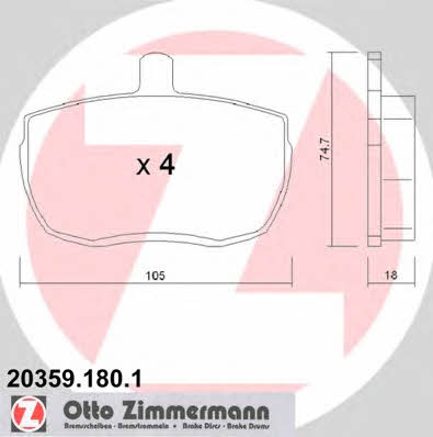 Otto Zimmermann 20359.180.1 Brake Pad Set, disc brake 203591801