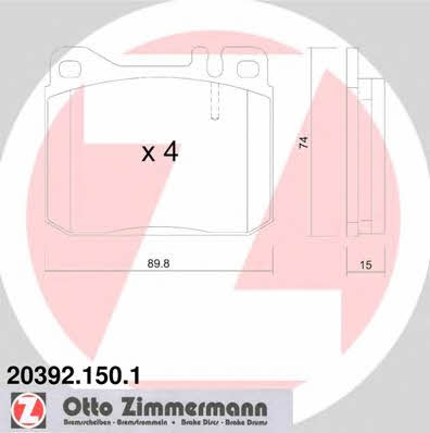 Otto Zimmermann 20392.150.1 Brake Pad Set, disc brake 203921501