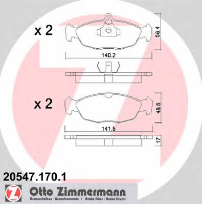 Otto Zimmermann 20547.170.1 Brake Pad Set, disc brake 205471701