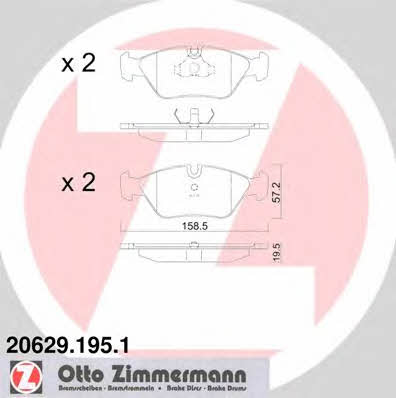 Otto Zimmermann 20629.195.1 Brake Pad Set, disc brake 206291951