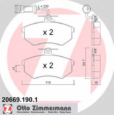 Otto Zimmermann 20669.190.1 Brake Pad Set, disc brake 206691901