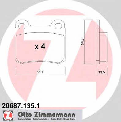 Otto Zimmermann 20687.135.1 Brake Pad Set, disc brake 206871351