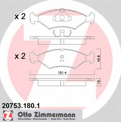 Otto Zimmermann 20753.180.1 Brake Pad Set, disc brake 207531801