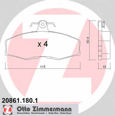Otto Zimmermann 20861.180.1 Brake Pad Set, disc brake 208611801