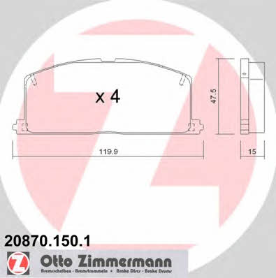 Otto Zimmermann 20870.150.1 Brake Pad Set, disc brake 208701501