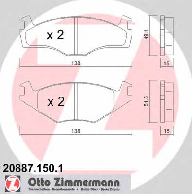 Otto Zimmermann 20887.150.1 Brake Pad Set, disc brake 208871501