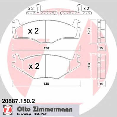 Otto Zimmermann 20887.150.2 Brake Pad Set, disc brake 208871502