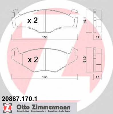 Otto Zimmermann 20887.170.1 Brake Pad Set, disc brake 208871701