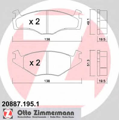 Otto Zimmermann 20887.195.1 Brake Pad Set, disc brake 208871951
