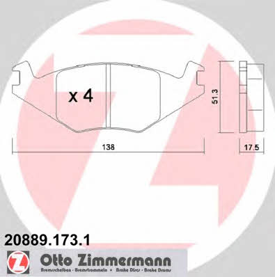 Otto Zimmermann 20889.173.1 Brake Pad Set, disc brake 208891731