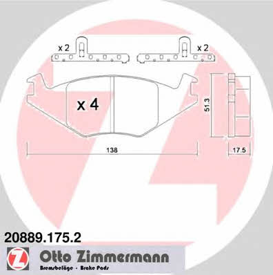 Otto Zimmermann 20889.175.2 Brake Pad Set, disc brake 208891752