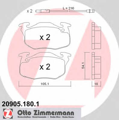 Otto Zimmermann 20905.180.1 Brake Pad Set, disc brake 209051801