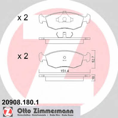 Otto Zimmermann 20908.180.1 Brake Pad Set, disc brake 209081801