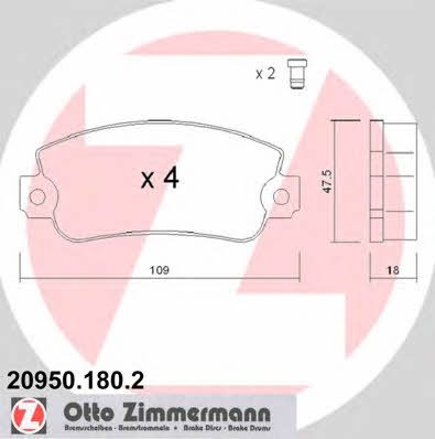 Otto Zimmermann 20950.180.2 Brake Pad Set, disc brake 209501802