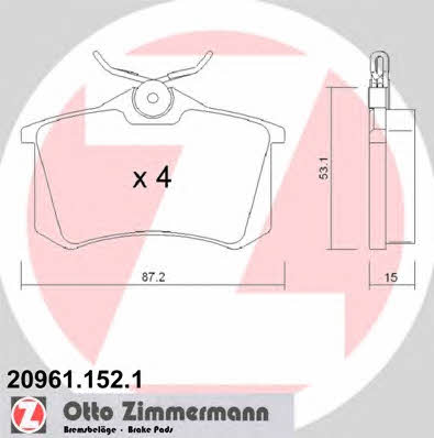 Otto Zimmermann 20961.152.1 Brake Pad Set, disc brake 209611521