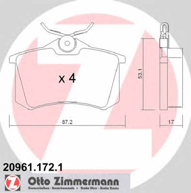 Otto Zimmermann 20961.172.1 Brake Pad Set, disc brake 209611721