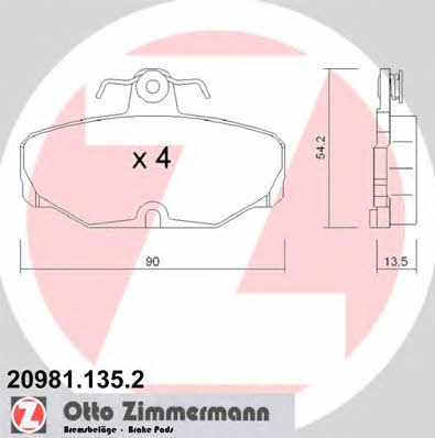 Otto Zimmermann 20981.135.2 Brake Pad Set, disc brake 209811352