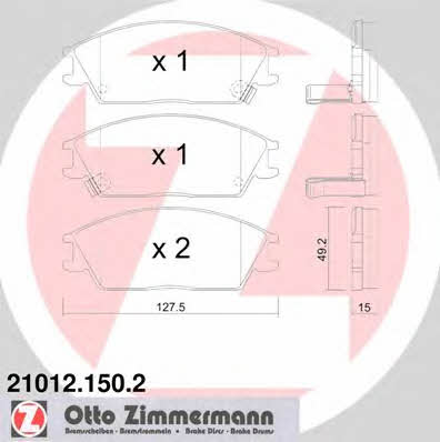 Otto Zimmermann 21012.150.2 Brake Pad Set, disc brake 210121502