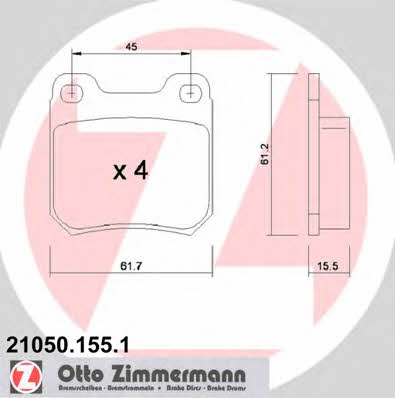Otto Zimmermann 21050.155.1 Brake Pad Set, disc brake 210501551