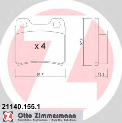 Otto Zimmermann 21140.155.1 Brake Pad Set, disc brake 211401551