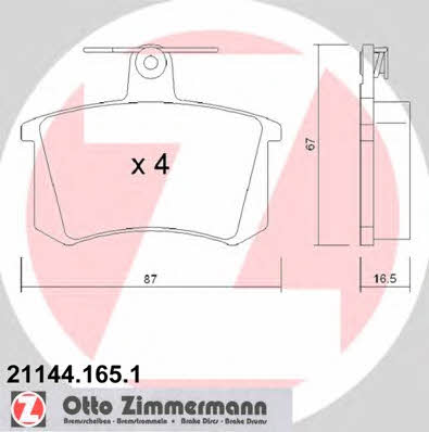 Otto Zimmermann 21144.165.1 Brake Pad Set, disc brake 211441651