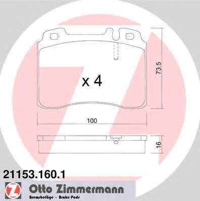 Otto Zimmermann 21153.160.1 Brake Pad Set, disc brake 211531601