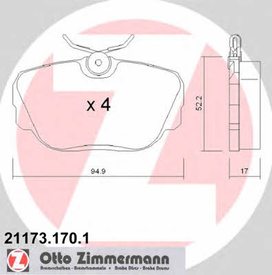 Otto Zimmermann 21173.170.1 Brake Pad Set, disc brake 211731701