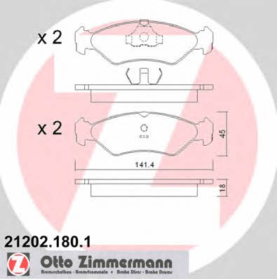 Otto Zimmermann 21202.180.1 Brake Pad Set, disc brake 212021801