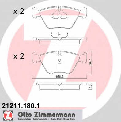 Otto Zimmermann 21211.180.1 Brake Pad Set, disc brake 212111801