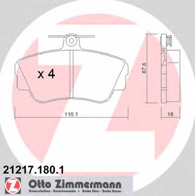 Otto Zimmermann 21217.180.1 Brake Pad Set, disc brake 212171801