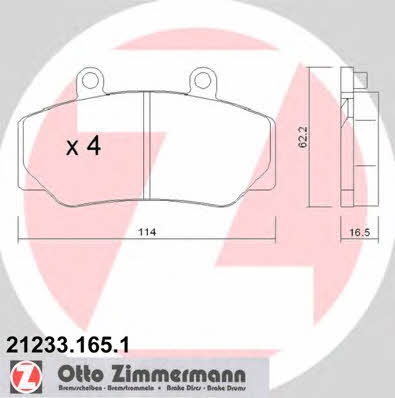 Otto Zimmermann 21233.165.1 Brake Pad Set, disc brake 212331651