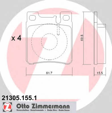 Otto Zimmermann 21305.155.1 Brake Pad Set, disc brake 213051551