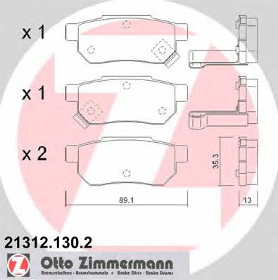 Otto Zimmermann 21312.130.2 Brake Pad Set, disc brake 213121302