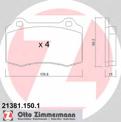 Otto Zimmermann 21381.150.1 Brake Pad Set, disc brake 213811501