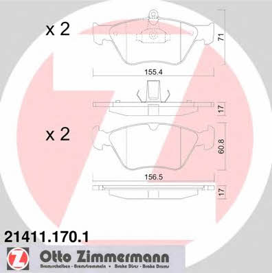Otto Zimmermann 21411.170.1 Brake Pad Set, disc brake 214111701