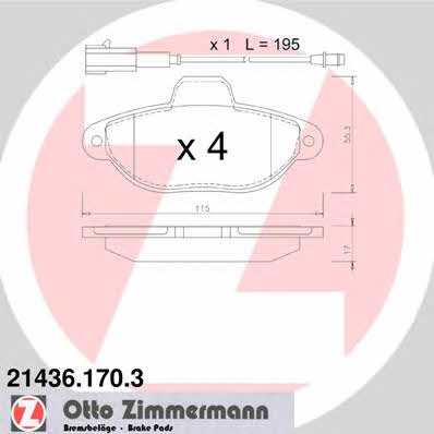 Otto Zimmermann 21436.170.3 Brake Pad Set, disc brake 214361703