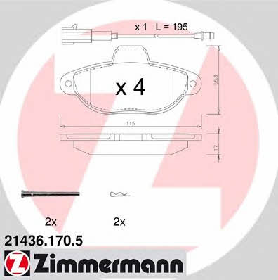 Otto Zimmermann 21436.170.5 Brake Pad Set, disc brake 214361705