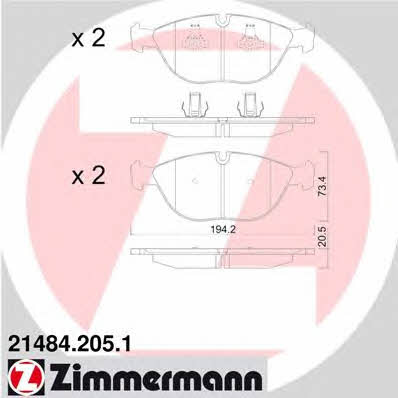 Otto Zimmermann 21484.205.1 Brake Pad Set, disc brake 214842051