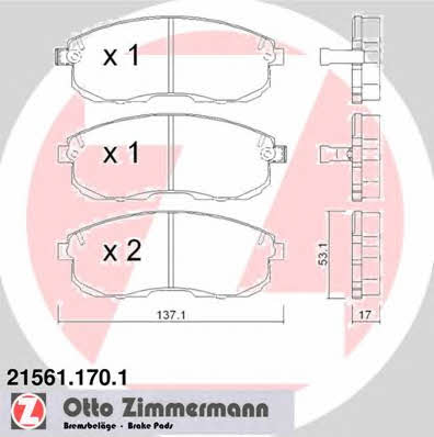 Otto Zimmermann 21561.170.1 Brake Pad Set, disc brake 215611701